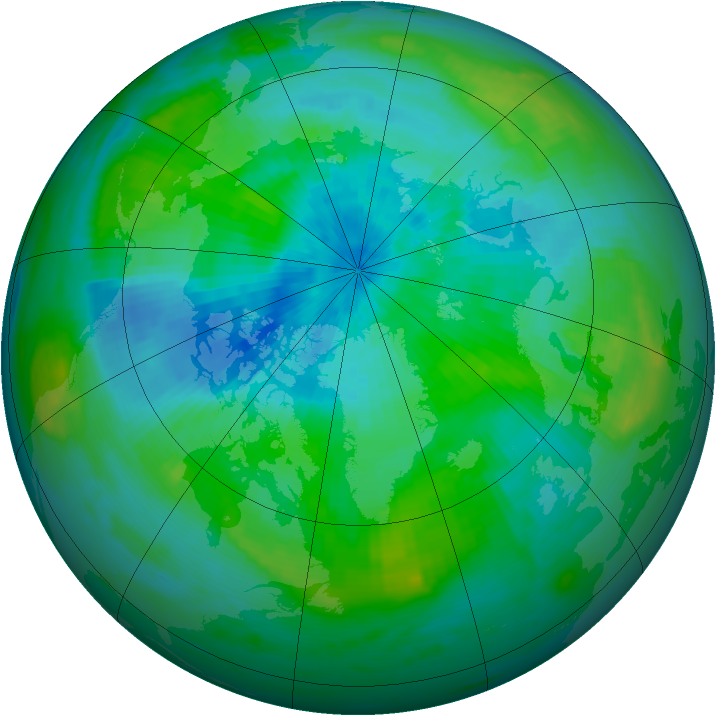 Arctic ozone map for 09 September 1985